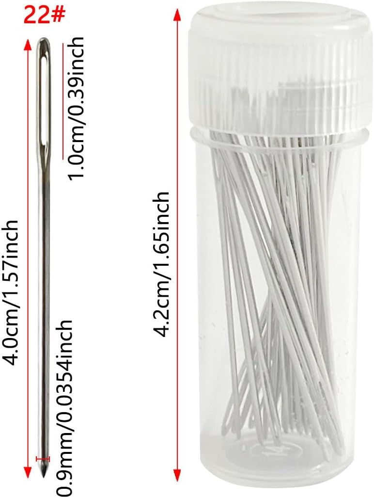 Zhenqing 50 Pack Size 22 Round Head Cross Stitch Needles with Free Needle Threader & Plastic Case - Blunt Tip Embroidery Needles for Tapestry, Sewing, Crafts(67249) - Image 2